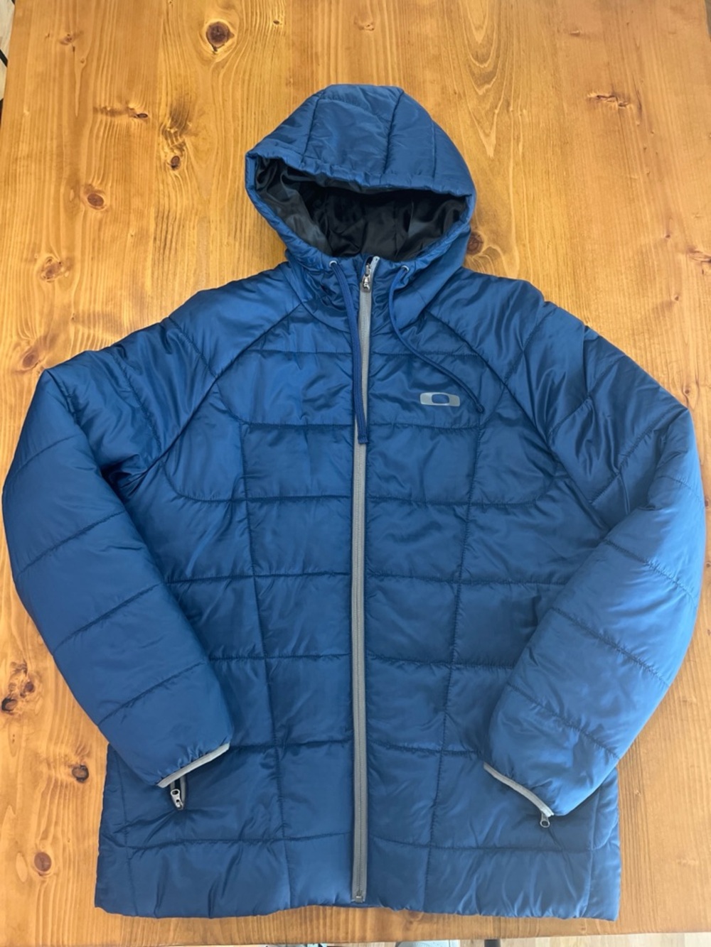 Oakley Men's Blue Full Zip Hooded Puffer Jacket Size L